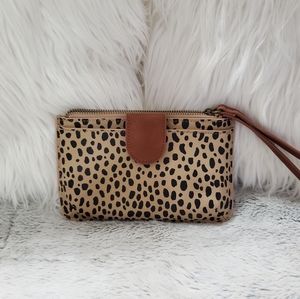 Leopard print wristlet